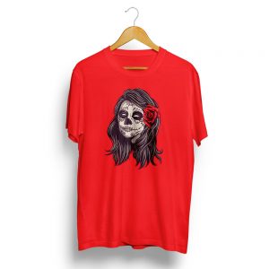 Dia De Muertos Girl Skull Red T-shirt