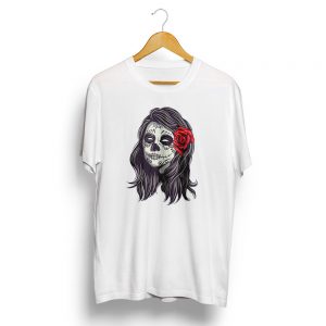 Dia De Muertos Girl Skull White T-shirt