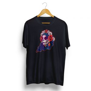 Dia De Muertos Day of the Dead Girl Skull Black T-shirt