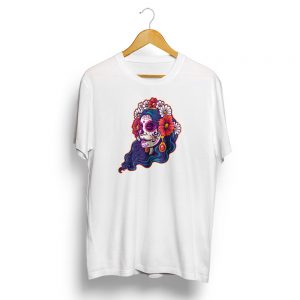 Dia De Muertos Day of the Dead Girl Skull White T-shirt